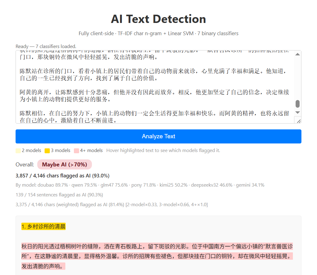 用传统机器学习检测AI生成文本