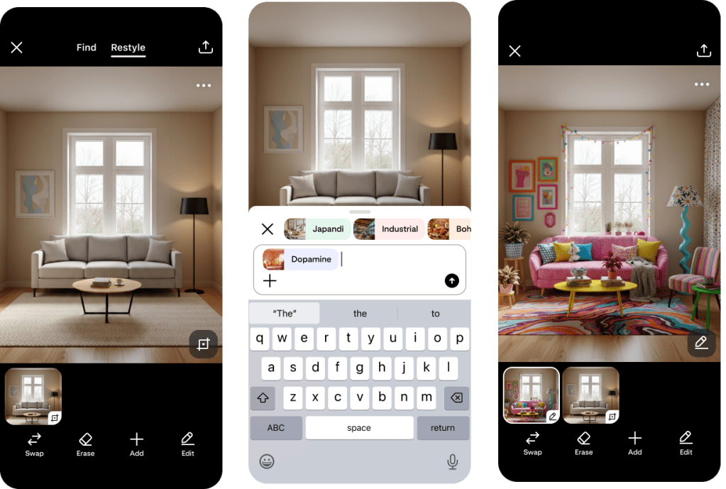 Pinterest 推出 AI 房间重设功能 封面图