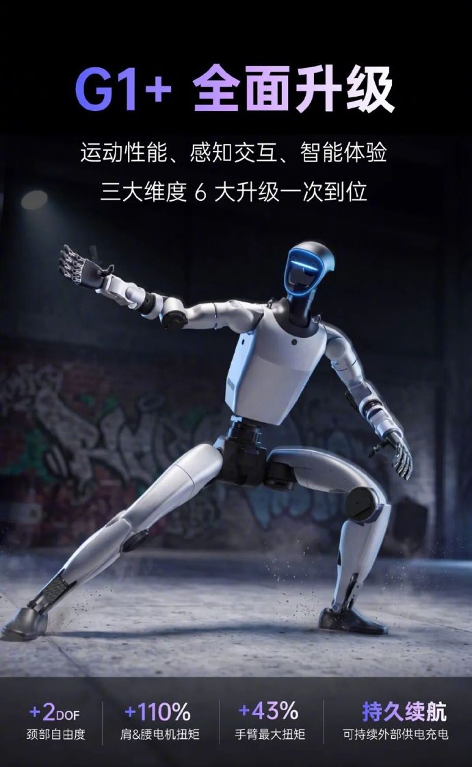 宇树G1+人形机器人发布，标准版9.5万元 封面图
