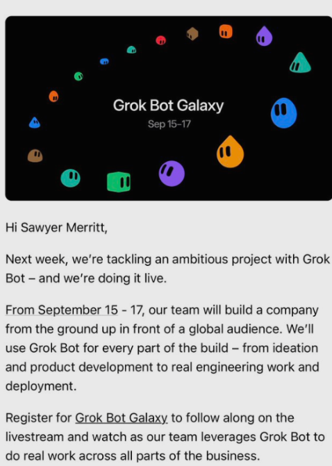 SpaceX AI团队连播三天，演示Grok Bot从零建公司 封面图