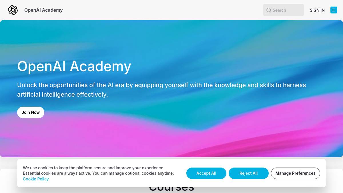 OpenAI Academy 界面截图