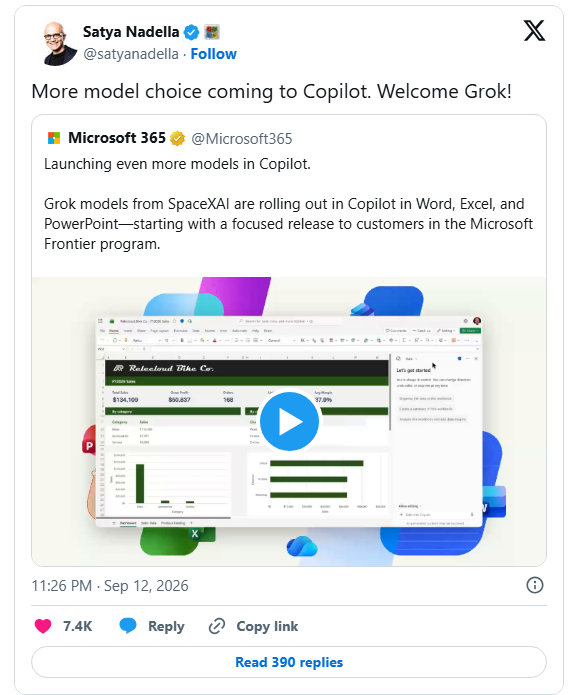 微软 Copilot 引入 Grok 模型 封面图