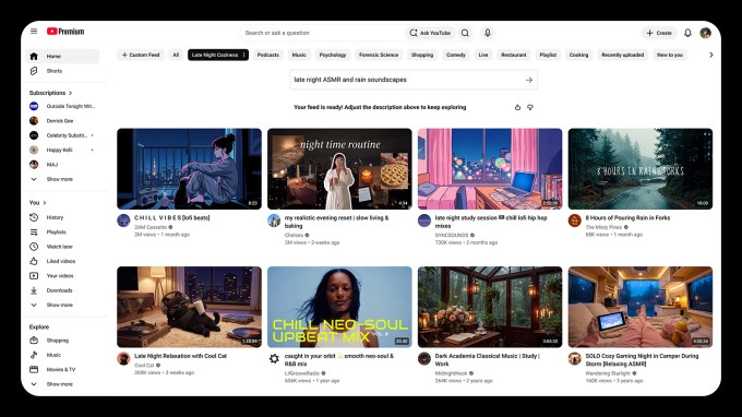 YouTube推出AI自定义信息流功能
