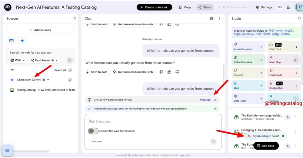 Google NotebookLM引入个性化记忆与AI笔记编辑